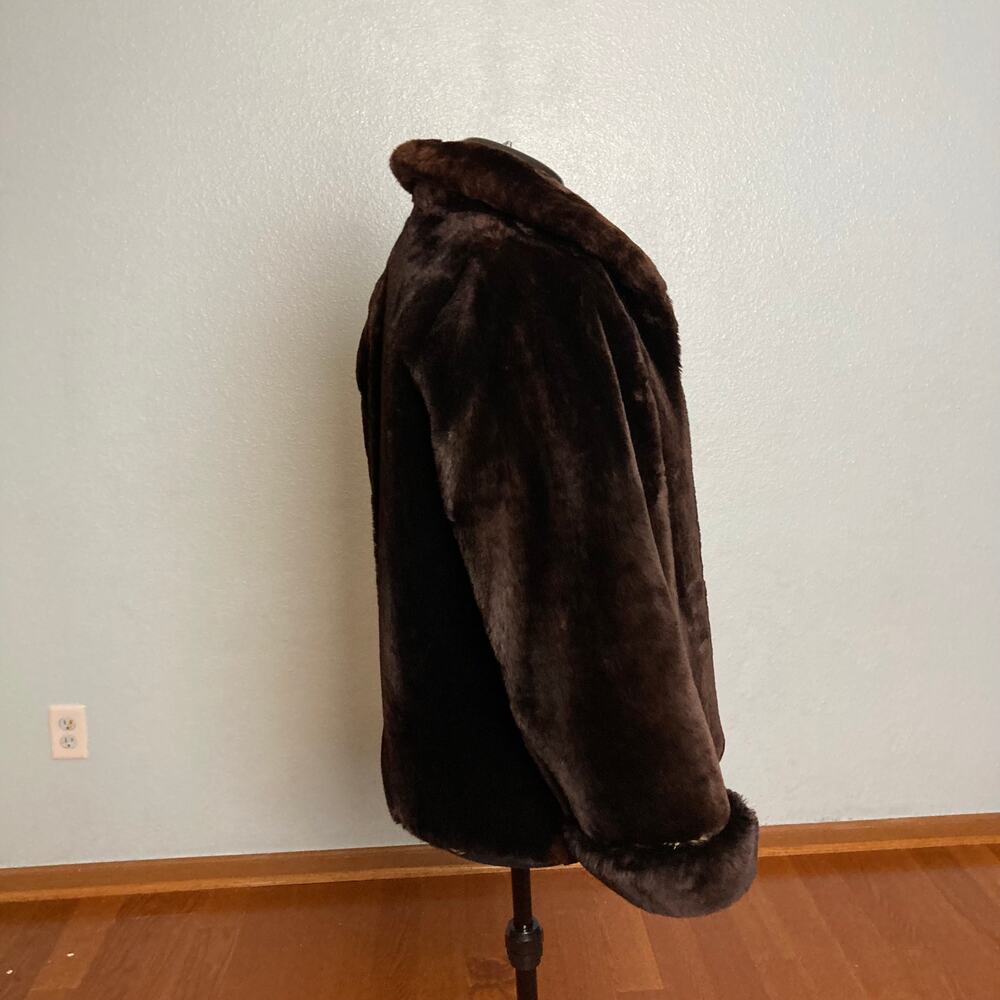 M 6 8 faux fur Sheared Beaver Fur Jacket Coat Vintage Mouton brown - Picture 4 of 11
